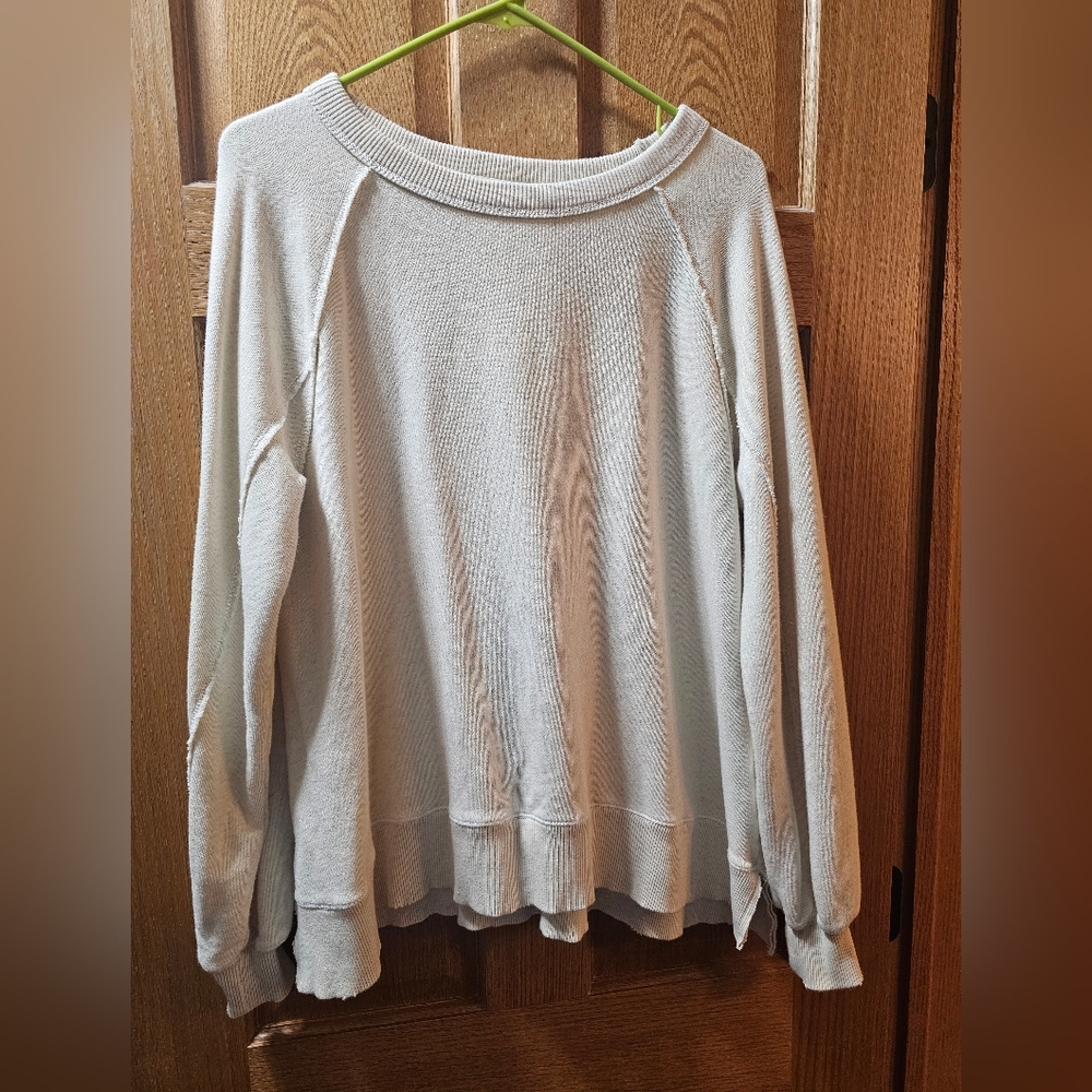 Aerie East West Crew Sweatshirt Cream Size Xxs View 3